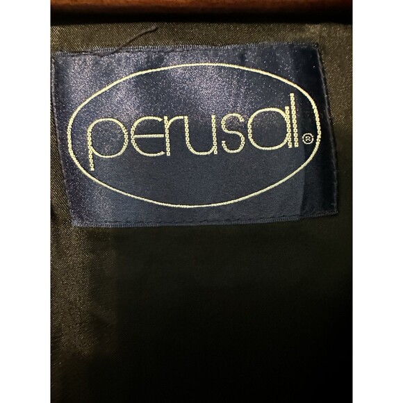 Perusal Trench Coat 46L Green Belted Classic Double Breasted Collared Wool Liner - Picture 13 of 16